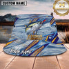 Maxcorners Fishing Blue Geometric Water Splash Personalized Name 3D Bucket Hat (12 Fish Species)