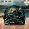 Maxcorners Fishing Dark Ocean Swirl Rod Splash Personalized 3D Cap (12 Fish Species)