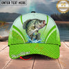 Maxcorners Fishing Cap Green Honeycomb Water Splash Personalized Name 3D Cap (12 Fish Species)