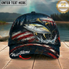 Maxcorners Fishing Patriotic American Flag Splash Personalized 3D Cap (12 Fish Species)