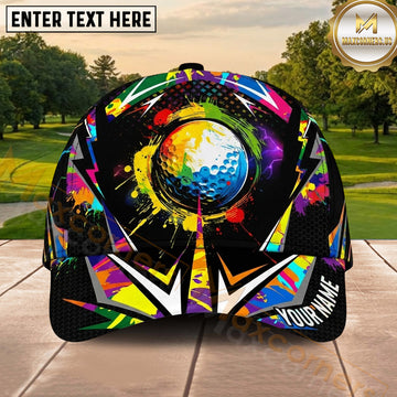 Maxcorners Golf Artistic Paint Splash Golf Ball Abstract Personalized Name 3D Classic Cap