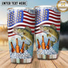 Maxcorners Fishing Tumbler American Flag Beer Bottle Design Personalized Name Tumbler (13 Species)