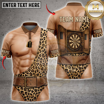 Maxcorners Darts Leopard Print Bikini Body Dartboard Personalized Name 3D Unisex Shirt