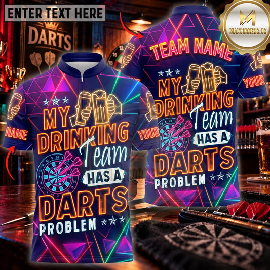 Maxcorners Darts Its Not Darts Its My Therapy Funny Neon Quote Personalized Name 3D Unisex Shirt