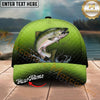 Maxcorners Fishing Lime Green Scale Personalized Name 3D Cap (12 Fish Species)