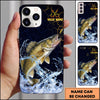 Maxcorners Black Gold Crack Texture Personalized Name Phone Case (13 Fish Species)