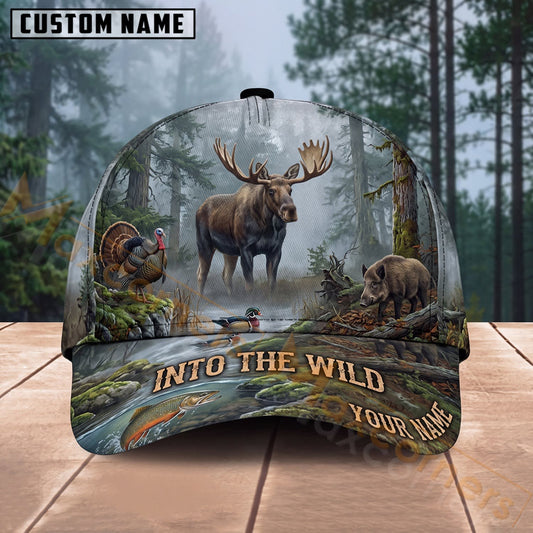 Maxcorners Moose Hunting Misty Forest Into The Wild Personalized Name 3D Cap