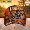 Maxcorners Dog Hunting And Duck Orange Black Curved Stripe Marsh Sunset Scene Multiple Options Personalized Name 3D Cap