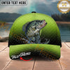 Maxcorners Fishing Lime Green Scale Personalized Name 3D Cap (12 Fish Species)