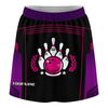 Maxcorners Customized Bowling Trouser Skirts With Shorts Underneath, Bowling Esports Purple Pattern Skorts With Pockets For Bowler