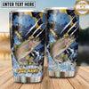 Maxcorners Fishing Tumbler Navy Gold Brush Splatter Design Personalized Name Tumbler (13 Species)