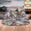 Maxcorners Fishing Blue Camo Fishing Illustration with Dynamic Splash Personalized Name 3D Bucket Hat (13 Fish Species)