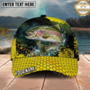 Maxcorners Fishing Yellow Honeycomb Splash Personalized Name 3D Cap (12 Fish Species)