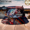 Maxcorners Fishing American Flag Personalized Name 3D Bucket Hat (12 Fish Species)