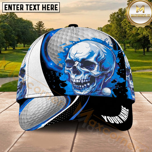 Maxcorners Golf Skull Moon Ball Artwork Personalized Name 3D Classic Cap