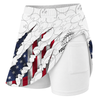 Maxcorners Customized Bowling Trouser Skirts With Shorts Underneath, Bowling American Flag Scratches Skorts With Pockets