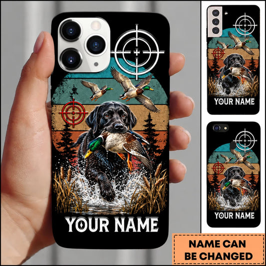 Maxcorners Duck Hunting Golden Retriever Camo Target Duck Hunter Personalized Name 3D Phone Case - Black Labrador Retriever - Mallard