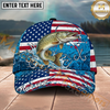 Maxcorners Fishing Distressed American Flag Water Splash Personalized Name 3D Cap (12 Fish Species)