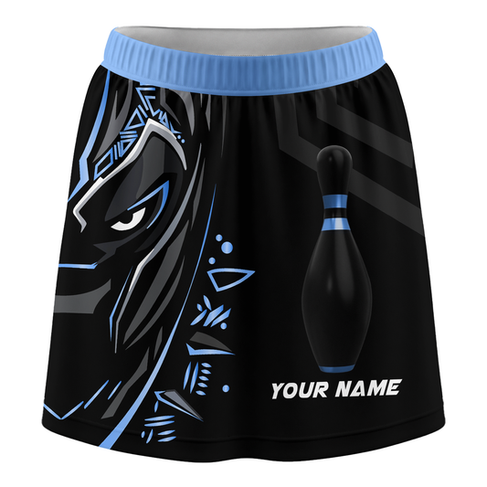 Maxcorners Customized Bowling Trouser Skirts With Shorts Underneath, Bowling Ball & Pins Black Panther Pro Sport Skorts With Pockets