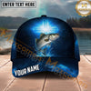 Maxcorners Fishing Midnight Blue Cross Galaxy Splash Personalized Name 3D Cap (12 Fish Species)