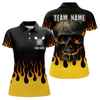 Maxcorners Fire Flame Cracked-Skull Dart Polo & 1/4 Zip Shirts For Men, Dart Team Jerseys LM054