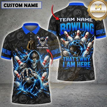 Maxcorners Bowling Ball & Fiery Pin Strike Graphic Multicolor Customized Name, Team Name 3D Shirts