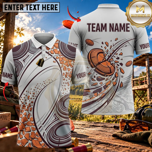 Maxcorners Clay Shooting Abstract Swirl Clay Target Multicolor Customized Name Team Name 3D Shirts (4 Colors)