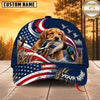 Maxcorners Dog Hunting And Duck Navy Blue Patriotic American Flag Personalized Name 3D Cap