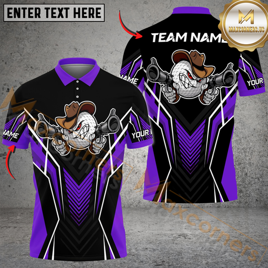 Maxcorners Gunshot Swing Funny Golf Polo Shirt, Customized Name & Team Name 3D Shirts (4 Colors)