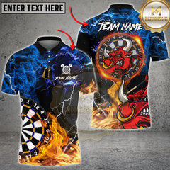 Maxcorners Bullseye Flame Darts Jersey Multicolor Option Customized Name, Team Name 3D Polo Shirt