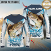 Maxcorners Fishing White Blue Camo Sport Custom Name & Team Name 3D Shirts