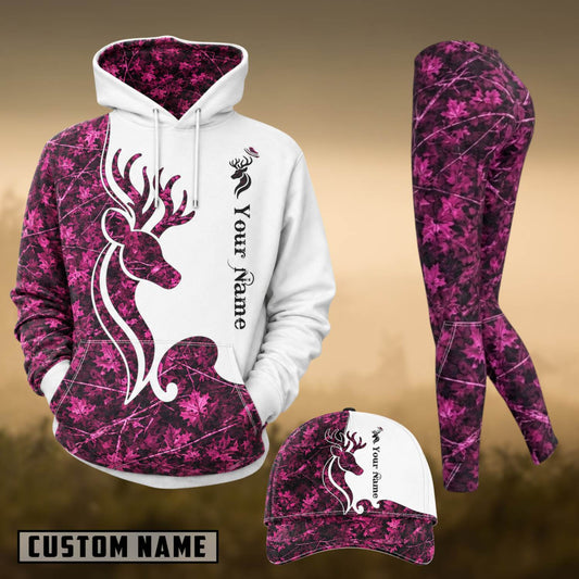 Maxcorners Hunting Pink Camo Whitetail Deer Personalized 3D Shirts