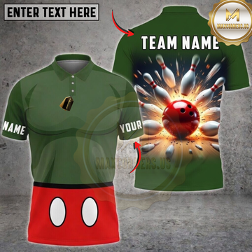 Maxcorners Bowling Green Character Bowling Strike Personalized Name 3D Unisex Shirt
