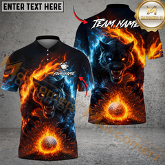 Maxcorner Blazing Wolf Strike Golf Polo Shirt Customized Name, Team Name 3D Shirts (4 Colors)