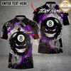 Maxcorners Billiards Ball 8 Evil Fire Monster American Flag Personalized Name Shirt (4 Colors)