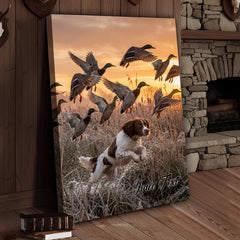 Maxcorners Duck Hunting Dog Splashing Water Action Personalized Name Canvas