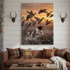 Maxcorners Duck Hunting Dog Splashing Water Action Personalized Name Canvas