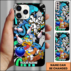 Maxcorners Bowling Cartoon Duck Skateboarding Art Personalized Name Phone Case