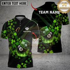 Maxcorners Billiards Ball 8 Irish Leaf Flow Customized Name, Team Name 3D Shirt
