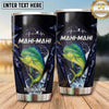 Maxcorners Fishing Tumbler Navy Geometric Mountain Line Design Personalized Name Tumbler (13 Species)
