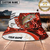 Maxcorners Fishing Red Flame Personalized Name 3D Bucket Hat (12 Fish Species)