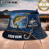 Maxcorners Fishing Blue Hook Net Water Splash Personalized 3D Bucket Hat (12 Fish Species)