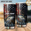 Maxcorners Fishing Tumbler Rustic Patriotic Flag Design Personalized Name Tumbler (13 Species)