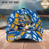 Maxcorners Fishing Ocean Boat Wave Personalized Name 3D Cap (12 Fish Species)