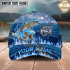 Maxcorners Fishing Blue Flame Ocean Multiple Options Personalized Name 3D Cap (11 Fish Species)