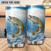 Maxcorners Fishing Tumbler White Aqua Hexagon Splash Design Personalized Name Tumbler (13 Species)