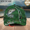 Maxcorners Fishing Green Jungle Water Texture Personalized 3D Cap (12 Fish Species)