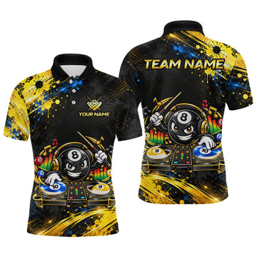 Maxcorners Custom Funny Music Billiard Shirt for Men 8 Ball 9 Ball 10 Ball Pool Jersey Polo & Quarter-Zip