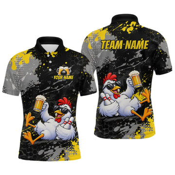 Maxcorners Custom Chicken Bowling Shirt for Men Funny Bowling Team Jersey LM0609