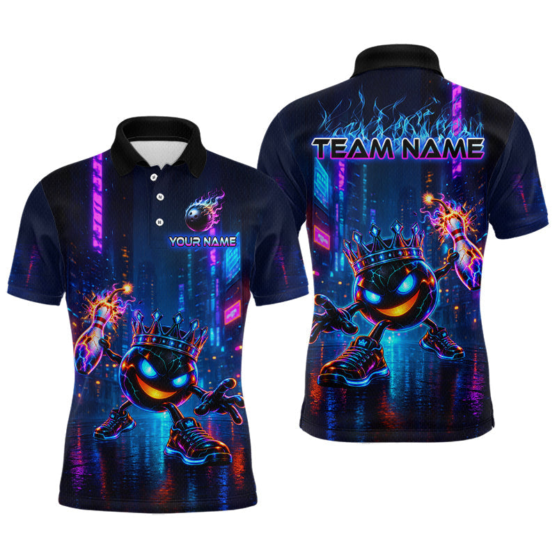 Maxcorners Custom Neon Hero Bowling Ball & Pin Shirts for Men Bowling Team Jersey Bowling Outfit